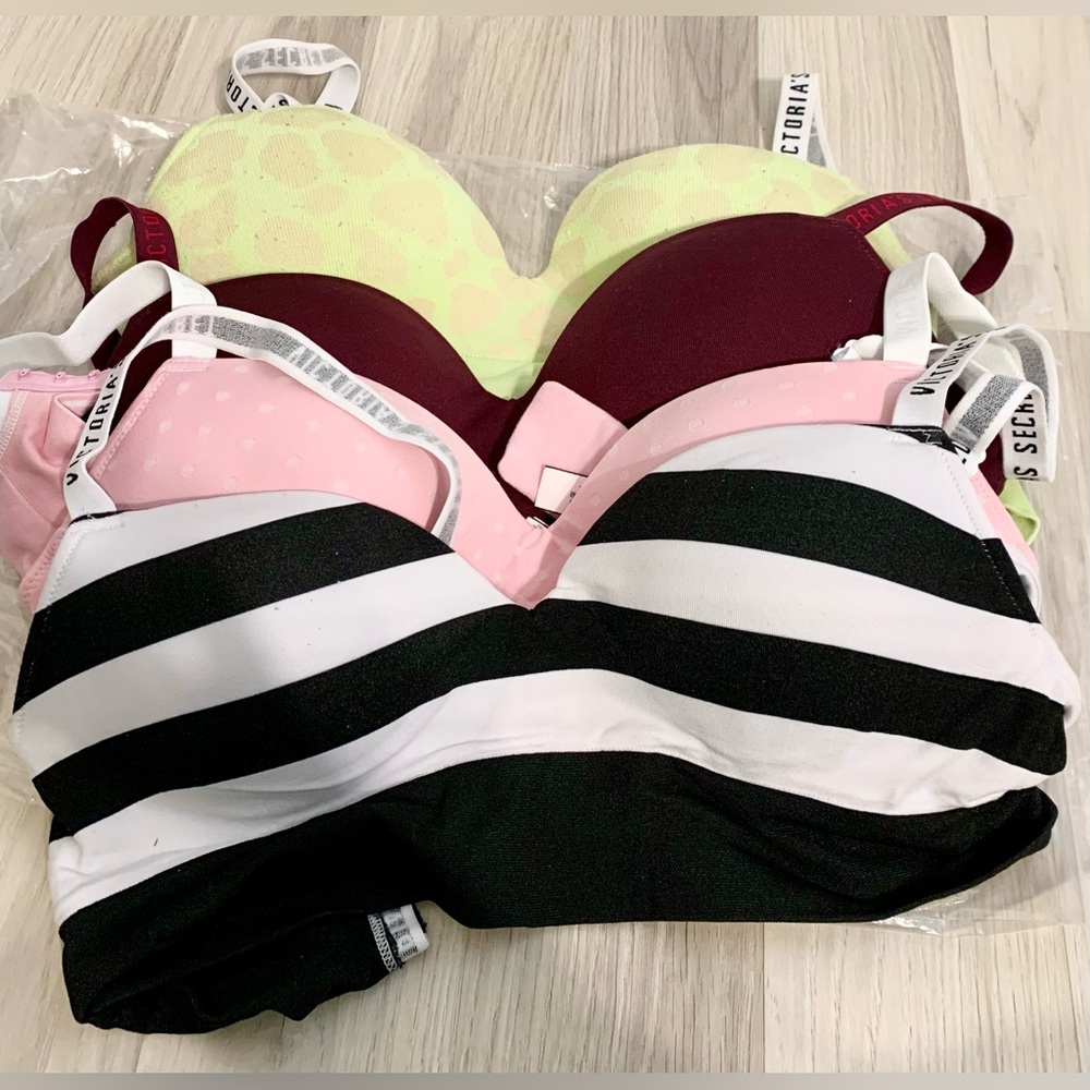 Victoria's Secret Bra seamless push-up small lime green cheetah print polkadot